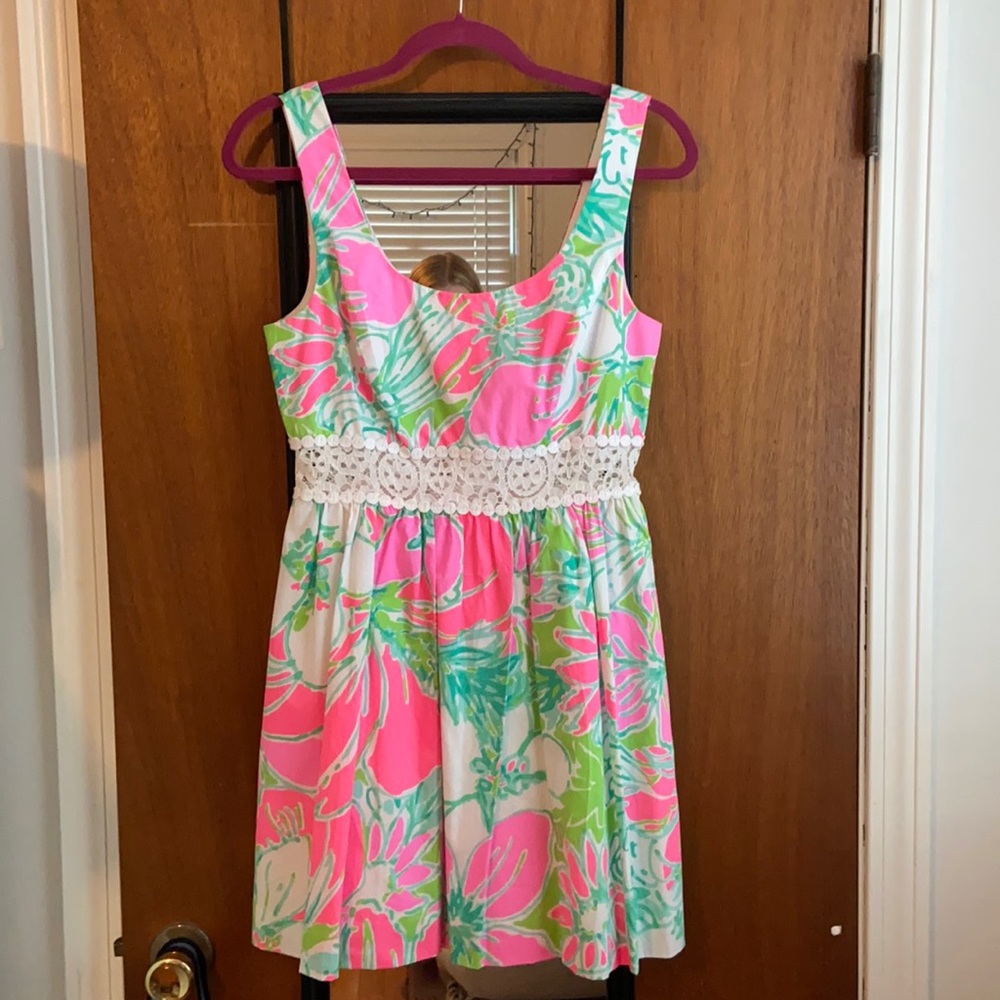 Lilly Pulitzer Floral Pattern Dress w/ Lace